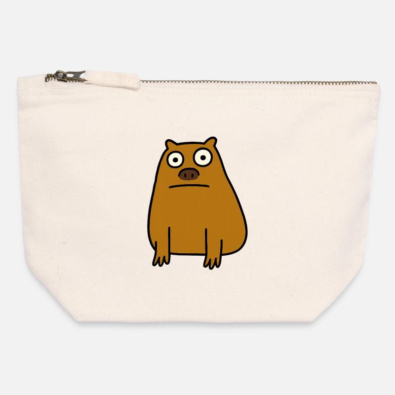 Capybara laide - Pochette zippée en toile 12 x 13 cm - blanc naturel