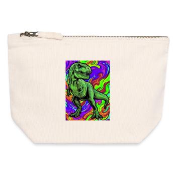 dinosaure - Pochette zippée en toile 12 x 13 cm - blanc naturel - Devant