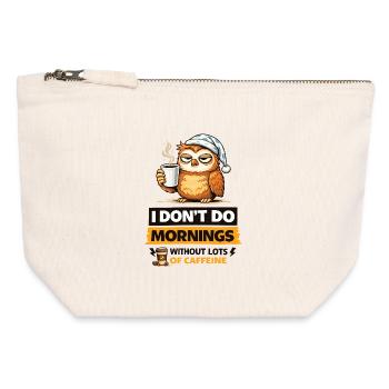 Sleepy Owl Morning Brew - Canvas Reißverschluss-Täschchen (12 x 13 cm) - Naturweiß - Vorne