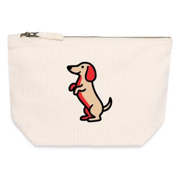 Süßer Dackel Hund Männchen Comic - Canvas Reißverschluss-Täschchen (12 x 13 cm) - Naturweiß - Vorne