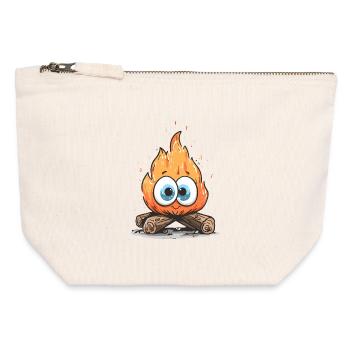 Campfire flame with googly eyes - Canvas Zip Pouch 12 x 13 cm - nature - Front