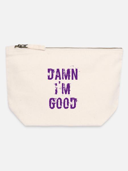 Damn I'm Good - Canvas Reißverschluss-Täschchen (12 x 13 cm) - Naturweiß