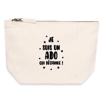 Teenager / Jugendliche / Jugendlicher / Kind - Canvas Reißverschluss-Täschchen (12 x 13 cm) - Naturweiß - Vorne