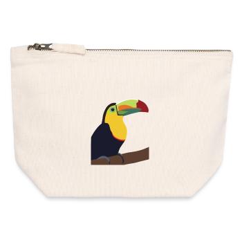 Timmy, le Toucan - Pochette zippée en toile 12 x 13 cm - blanc naturel - Devant