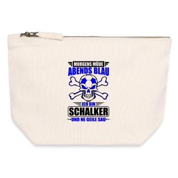 Müde, Blau, Schalker, Geile Sau | Farbe änderbar - Canvas Reißverschluss-Täschchen (12 x 13 cm) - Naturweiß - Vorne
