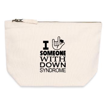 Amoureux du syndrome de Down - Pochette zippée en toile 12 x 13 cm - blanc naturel - Devant