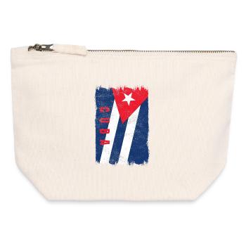 Drapeau de Cuba - Pochette zippée en toile 12 x 13 cm - blanc naturel - Devant