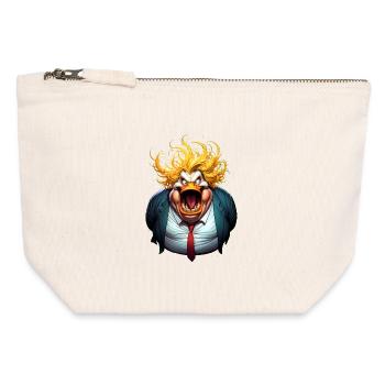 Trumpman cartoon - Canvas Zip Pouch 12 x 13 cm - nature - Front