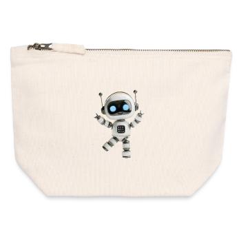 Fête des robots - Pochette zippée en toile 12 x 13 cm - blanc naturel - Devant