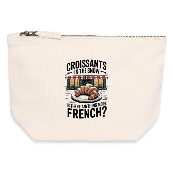 Croissants sous la neige, French Café Design - Pochette zippée en toile 12 x 13 cm - blanc naturel - Devant