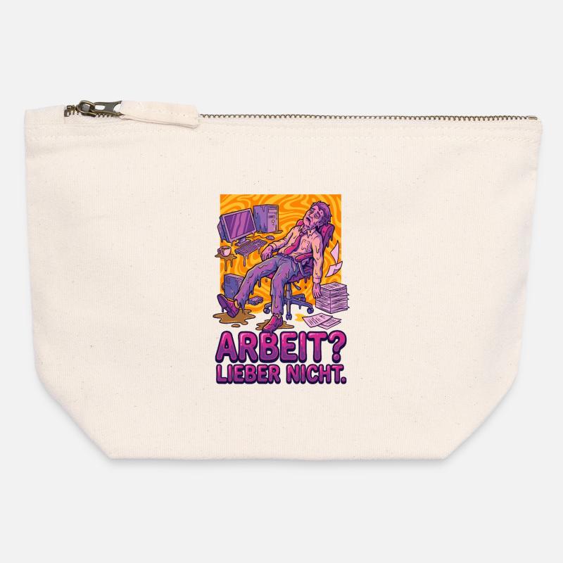 Work? Rather not - Canvas Zip Pouch 12 x 13 cm - nature