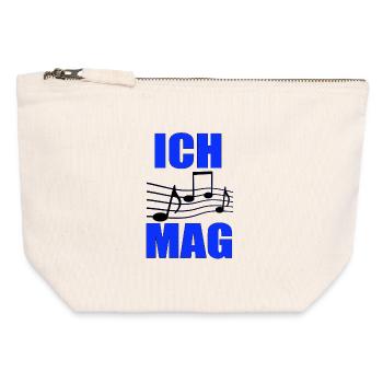 J’aime la musique : disposition des notes bleues - Pochette zippée en toile 12 x 13 cm - blanc naturel - Devant