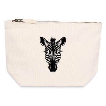 Zebragesicht - Canvas Reißverschluss-Täschchen (12 x 13 cm) - Naturweiß - Vorne