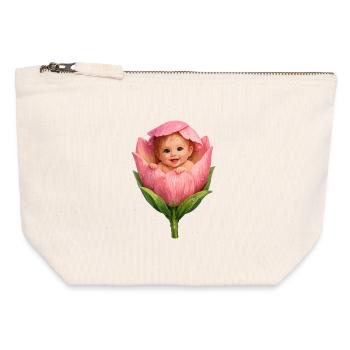 Baby in Pink Peony Bloom - Canvas Zip Pouch 12 x 13 cm - nature - Front