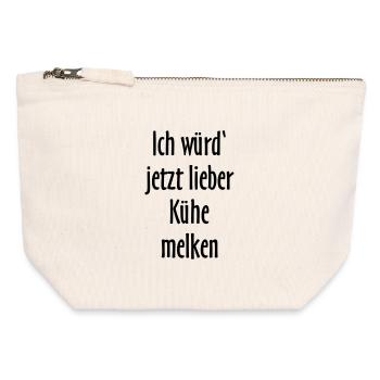 Ich würd jetzt lieber Kühe melken - Canvas Reißverschluss-Täschchen (12 x 13 cm) - Naturweiß - Vorne
