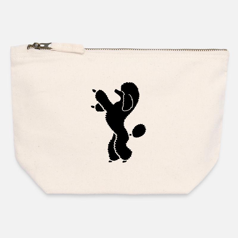 Caniche caniche - Pochette zippée en toile 12 x 13 cm - blanc naturel