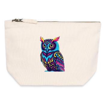Neon Tribal Eule Design - Canvas Reißverschluss-Täschchen (12 x 13 cm) - Naturweiß - Vorne