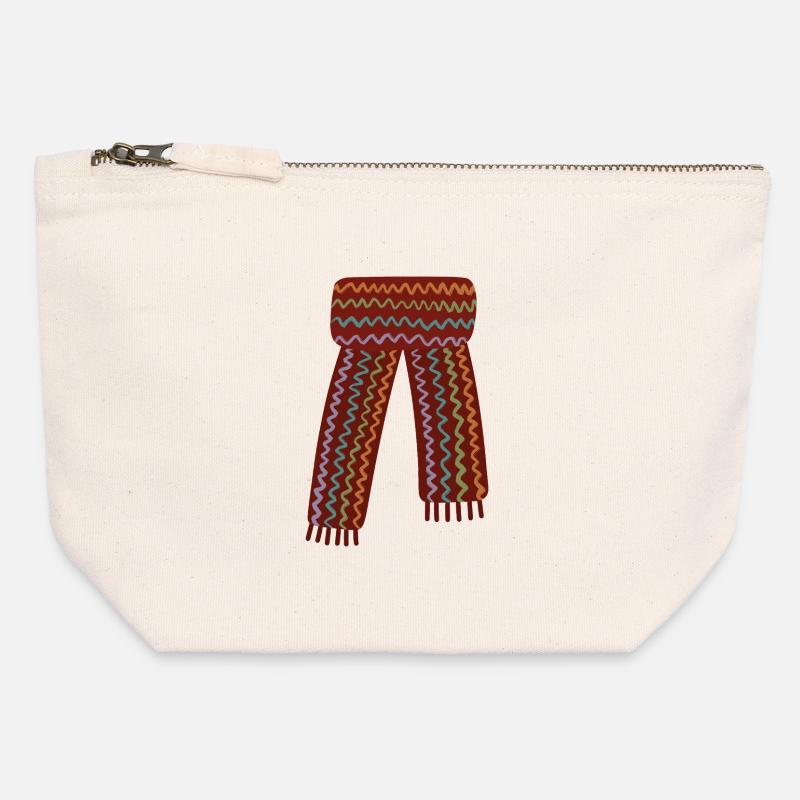 Écharpe colorée à motifs zigzag - Pochette zippée en toile 12 x 13 cm - blanc naturel