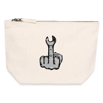 Clé à doigt puante du majeur utilisée - Pochette zippée en toile 12 x 13 cm - blanc naturel - Devant