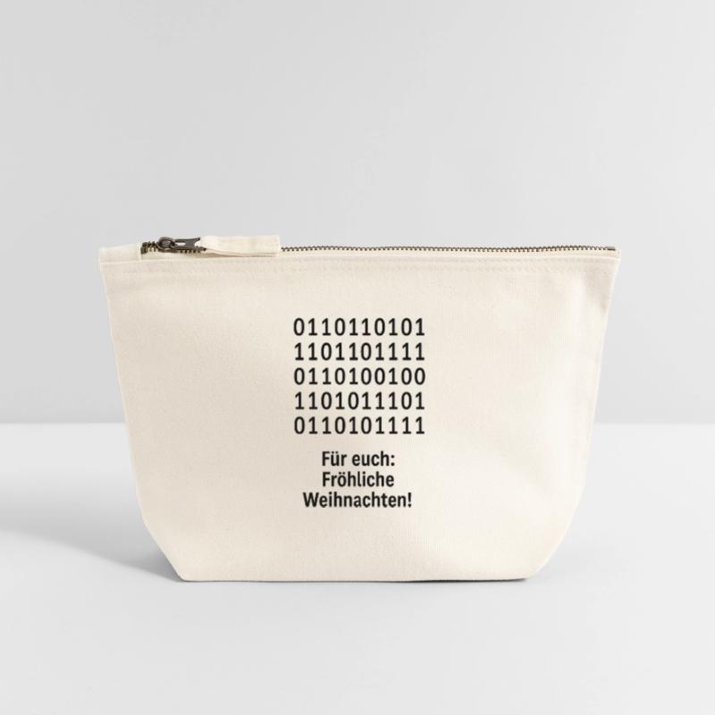 Christmas Code Binary Pattern Canvas Zip Pouch 12 x 13 cm