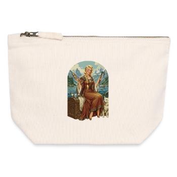 Norwegerin mit Hund - Canvas Reißverschluss-Täschchen (12 x 13 cm) - Naturweiß - Vorne