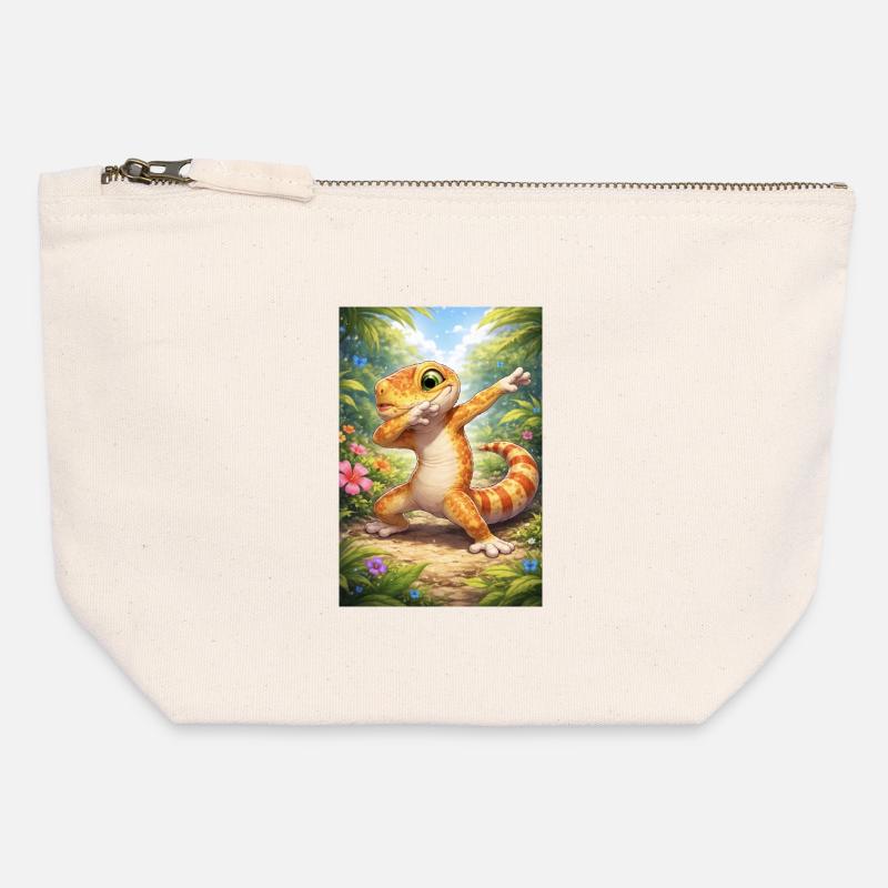 Dabbing-style tropical gecko - Canvas Zip Pouch 12 x 13 cm - nature