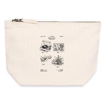 Retro Plattenspieler Blueprint-T-Shirt - Canvas Reißverschluss-Täschchen (12 x 13 cm) - Naturweiß - Vorne