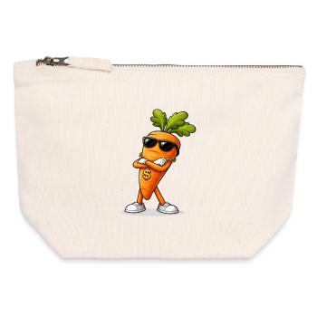 Cool carrot with sunglasses and chain - Canvas Zip Pouch 12 x 13 cm - nature - Front