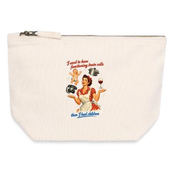 Retro Pin-Up Mama Humor – Multitasking Chaos - Canvas Reißverschluss-Täschchen (12 x 13 cm) - Naturweiß - Vorne