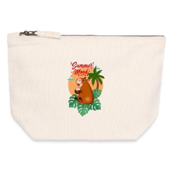 Tropical Capybara with Coconut - Canvas Zip Pouch 12 x 13 cm - nature - Front