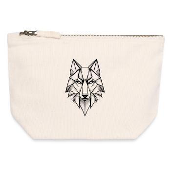 Moderner symmetrischer geometrischer Wolf - Canvas Reißverschluss-Täschchen (12 x 13 cm) - Naturweiß - Vorne