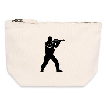 Silhouette du soldat - Pochette zippée en toile 12 x 13 cm - blanc naturel - Devant