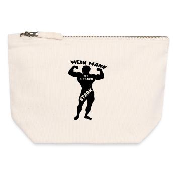 Starker Mann Ehe Liebe Paar Fitness Spruch Sport - Canvas Reißverschluss-Täschchen (12 x 13 cm) - Naturweiß - Vorne