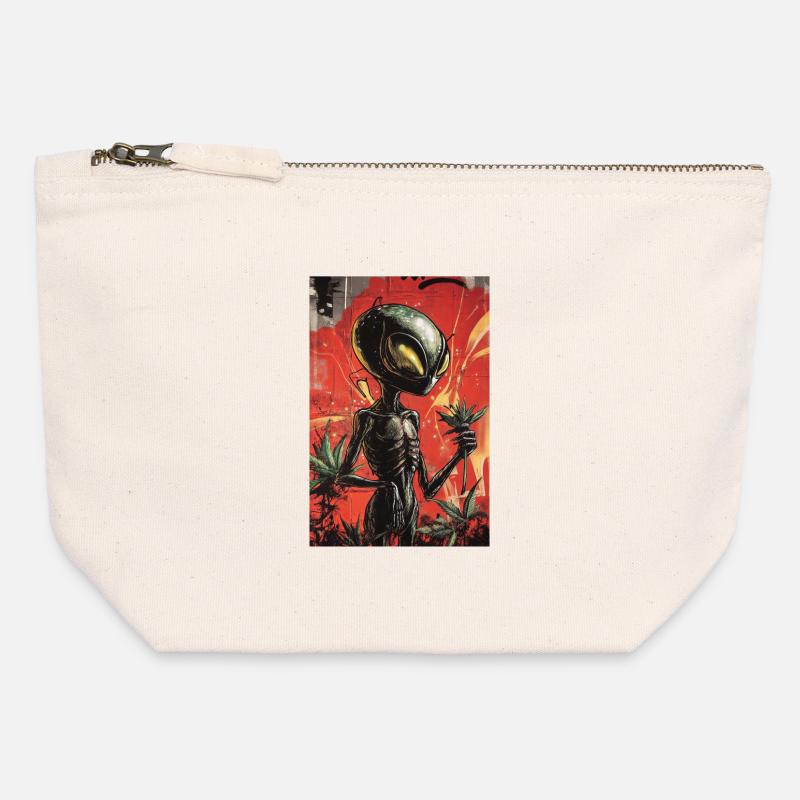 Außerirdischer Gärtner Graffiti - Canvas Reißverschluss-Täschchen (12 x 13 cm) - Naturweiß
