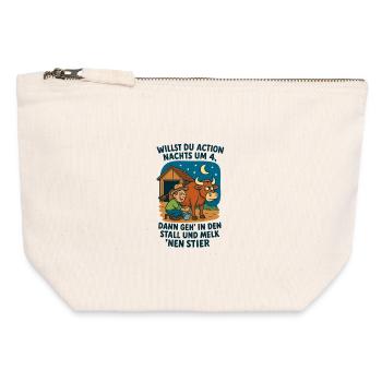 Action at night at 4 milking bull - Canvas Zip Pouch 12 x 13 cm - nature - Front