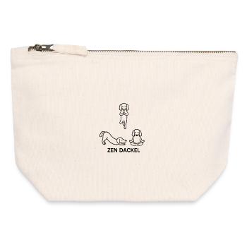 Dackel Dachshund Yoga Line Art cute süß zen pose - Canvas Reißverschluss-Täschchen (12 x 13 cm) - Naturweiß - Vorne