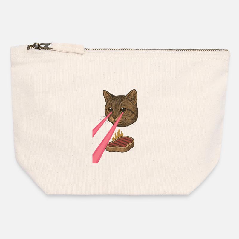 Laser Cat - Canvas Zip Pouch 12 x 13 cm - nature