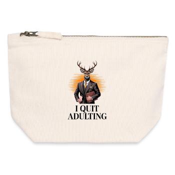 I Quit Adulting Deer - Canvas Zip Pouch 12 x 13 cm - nature - Front