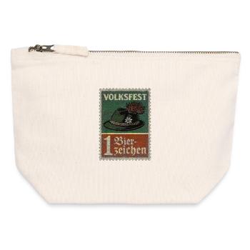 Bavarian folk festival Beer sign with traditional hat - Canvas Zip Pouch 12 x 13 cm - nature - Front