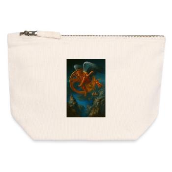 Fantasy Mechanical Flying Creature Design - Canvas Zip Pouch 12 x 13 cm - nature - Front