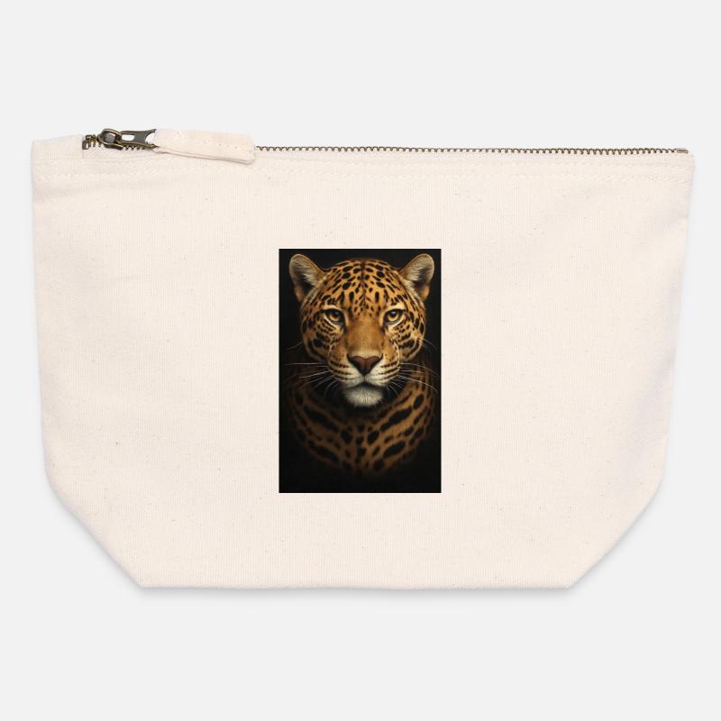 Data Analysis Illustration with Leopard - Canvas Zip Pouch 12 x 13 cm - nature