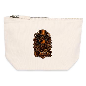 Steampunk Iron Guardian Rottweiler Dog - Canvas Zip Pouch 12 x 13 cm - nature - Front
