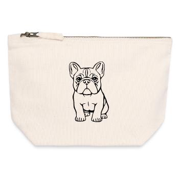 Bulldog chien T-shirt Chien Chemise Cadeau - Pochette zippée en toile 12 x 13 cm - blanc naturel - Devant