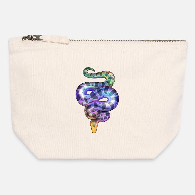 Regenbogen Neon Schlange - Canvas Reißverschluss-Täschchen (12 x 13 cm) - Naturweiß