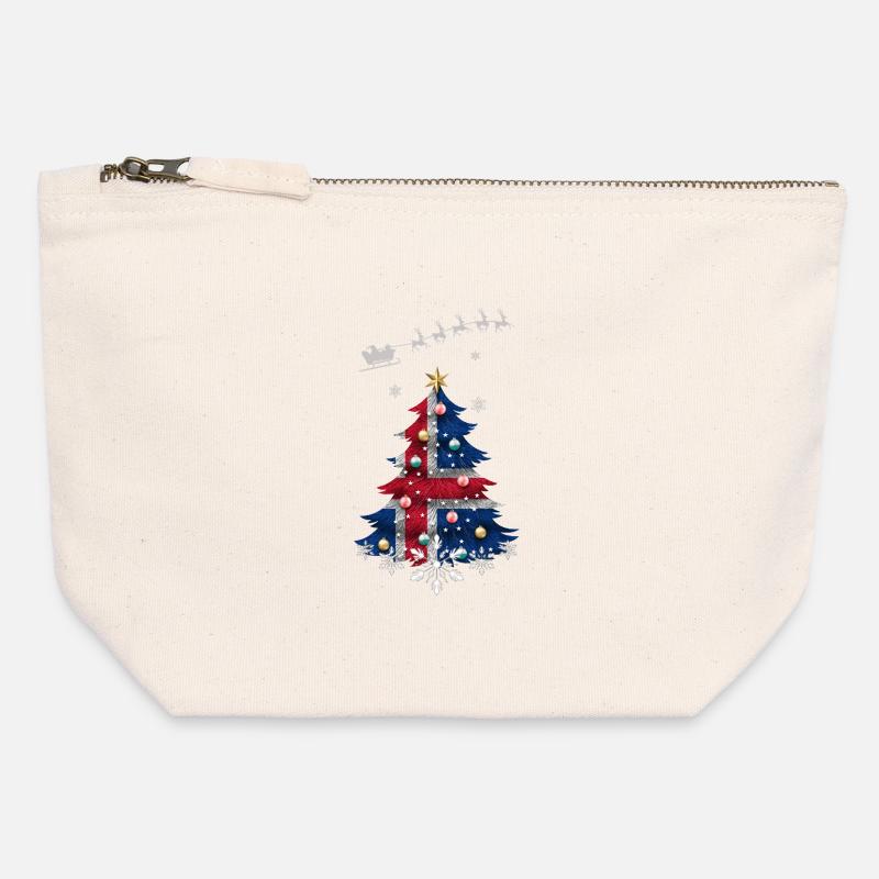 Weihnachtsbaum mit Island-Flagge - Canvas Reißverschluss-Täschchen (12 x 13 cm) - Naturweiß