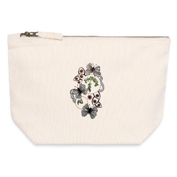 Handgezeichnetes Schmetterlings Florales Muster - Canvas Reißverschluss-Täschchen (12 x 13 cm) - Naturweiß - Vorne