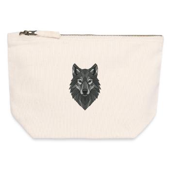 Geometrischer Grau-Wolfskopf - Canvas Reißverschluss-Täschchen (12 x 13 cm) - Naturweiß - Vorne