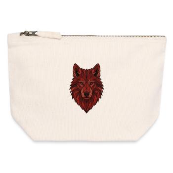 Roter Geometrischer Wolf - Canvas Reißverschluss-Täschchen (12 x 13 cm) - Naturweiß - Vorne