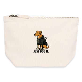 Just Dog It - Canvas Reißverschluss-Täschchen (12 x 13 cm) - Naturweiß - Vorne