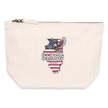 Souvenir vintage Illinois, États-Unis, États-Unis - Pochette zippée en toile 12 x 13 cm - blanc naturel - Devant